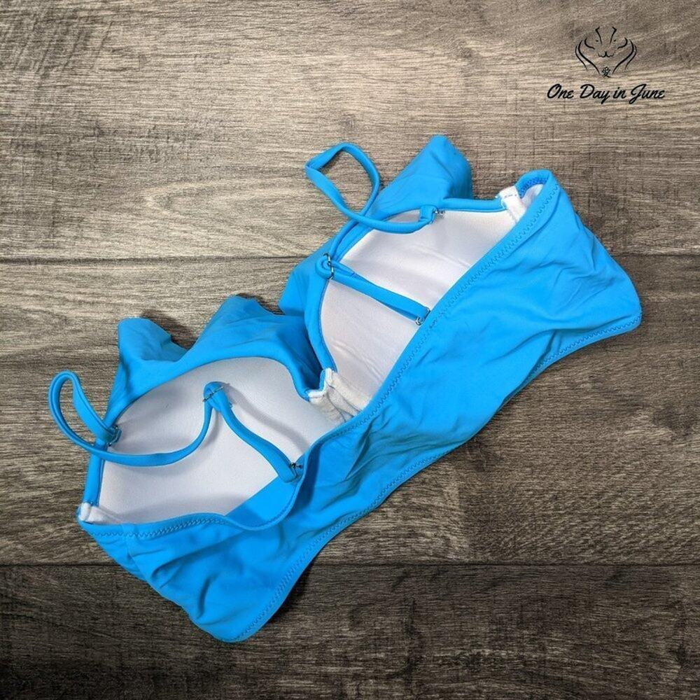 Blue Ruffle Underwire Bikini Top Xl - Picture 3 of 3